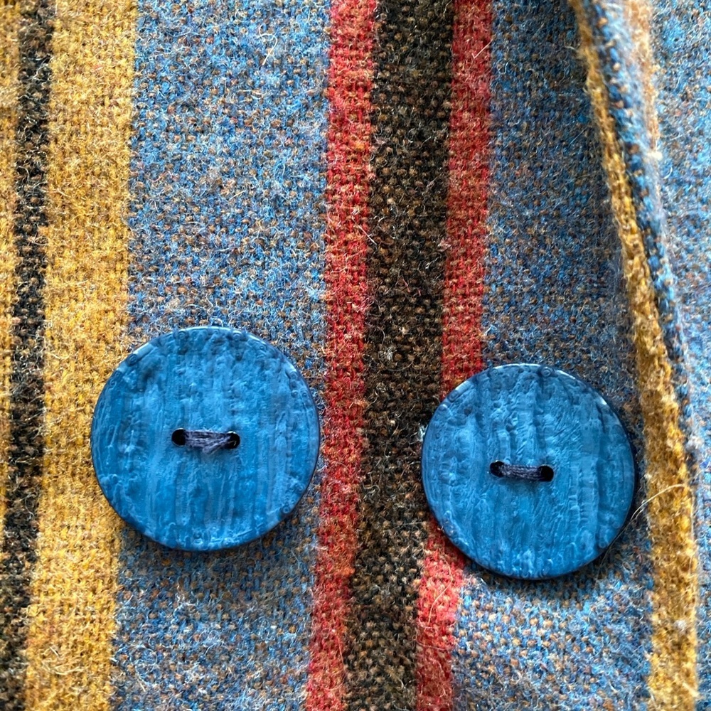 Vintage - Bohemian 1970 Striped Blazer with Blue Buttons - Picture 4 of 7